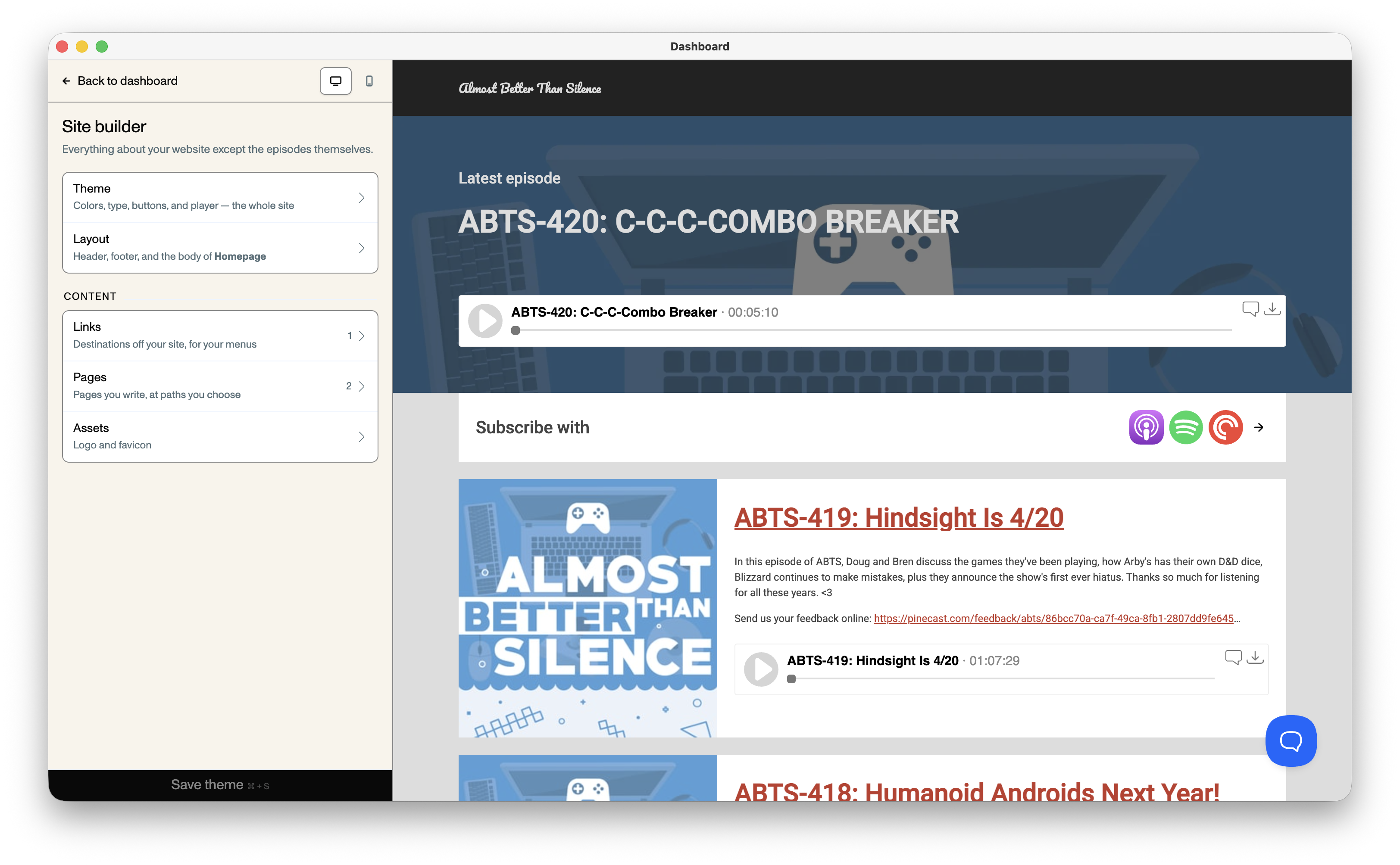 A preview of the overhauled site builder